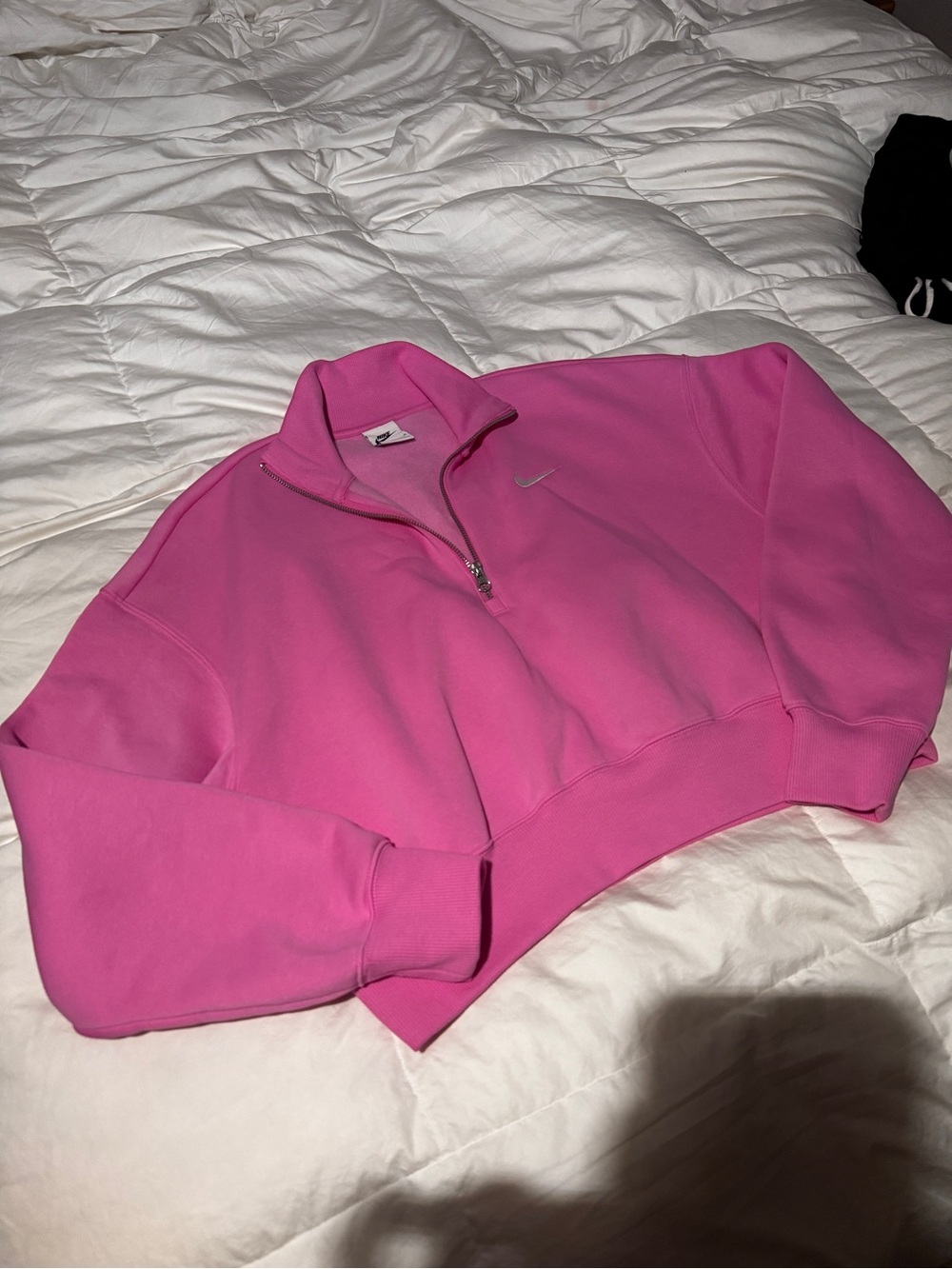 Nike Bright Pink Half-Zip Cropped Sweatshirt